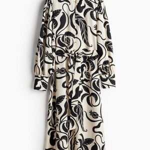 Zara Cream Black Patterned A-line Dress XS NEW